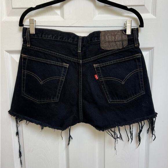 Levi's Black Denim High Waisted Cut Off Jean Shorts - Picture 2 of 9
